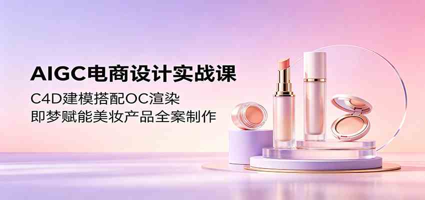 AIGC电商设计实战课：C4D建模搭配OC渲染，即梦赋能美妆产品全案制作-柚子网创