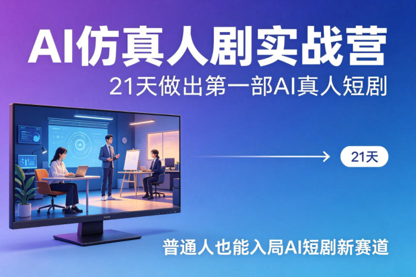 AI仿真人剧实战营，21天做出第一部AI真人短剧，普通人也能入局AI短剧新赛道-柚子网创