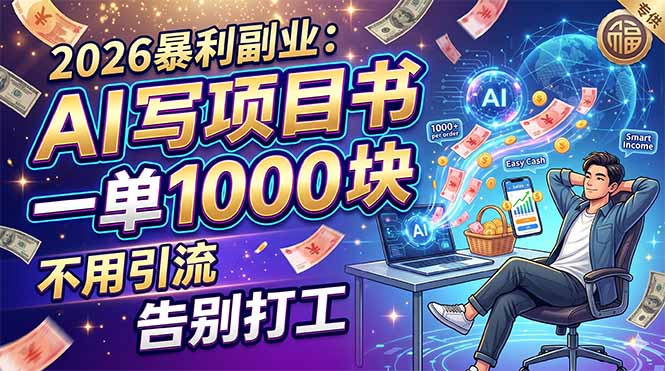 2026暴利副业：AI 写项目书，一单 1000 块，不用引流，告别打工-柚子网创
