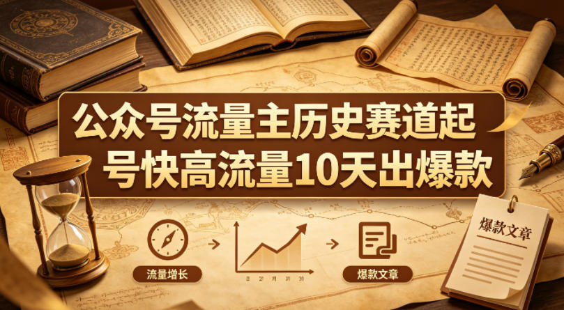 公众号流量主之历史赛道，起号快+高流量，10天就能出爆款！-柚子网创