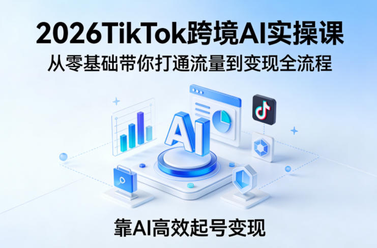 2026TikTok跨境AI实操课，从零基础带你打通流量到变现全流程，靠AI高效起号变现-柚子网创