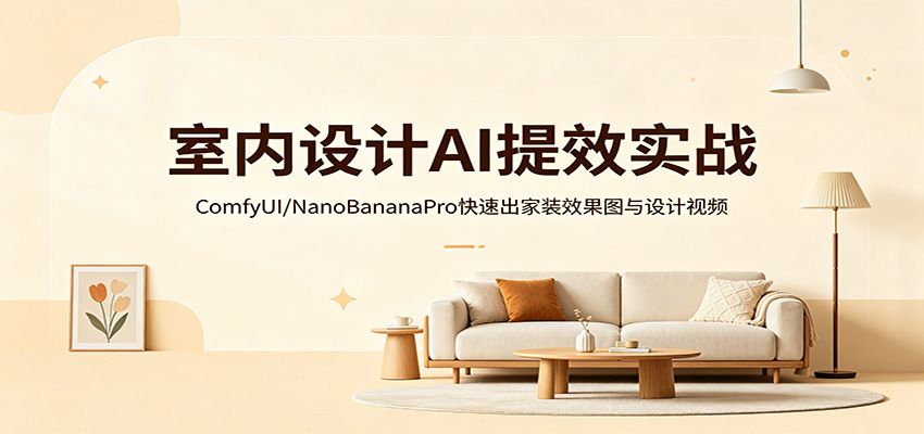 室内设计AI提效实战：ComfyUI/NanoBananaPro快速出家装效果图与设计视频-柚子网创