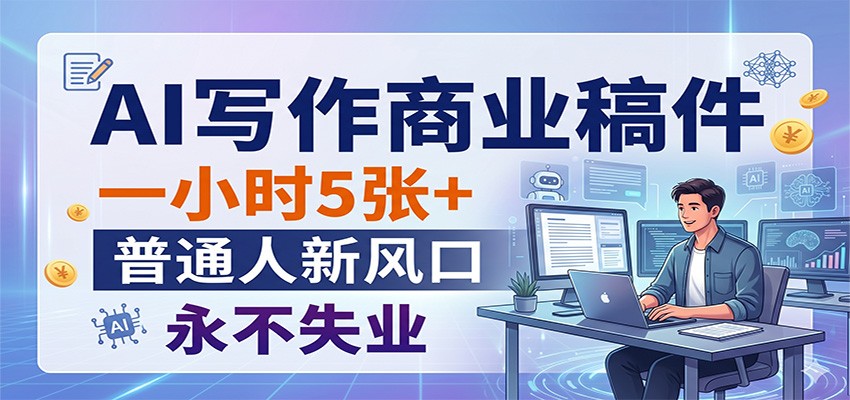 AI写作商业稿件，一小时5张+，普通人新风口，永不失业-柚子网创