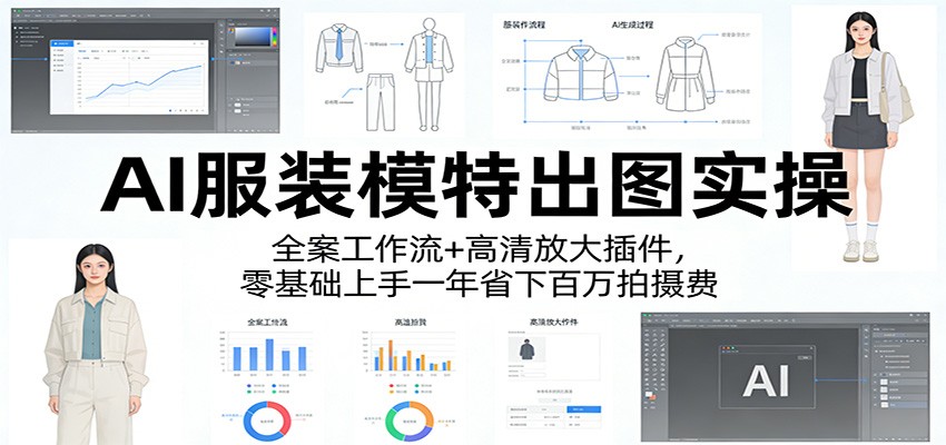 AI服装模特出图实操：全案工作流+ 高清放大插件，零基础上手一年省下百万拍摄费-柚子网创