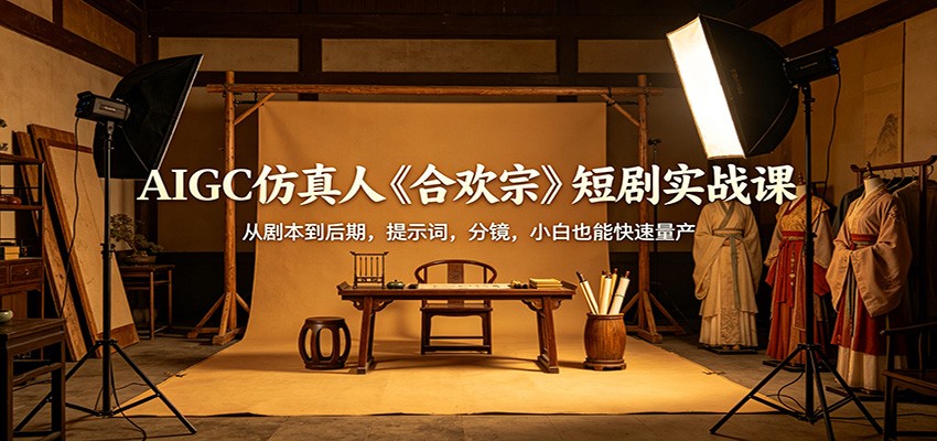AIGC仿真人《合欢宗》短剧实战课：从剧本到后期，提示词，分镜，小白也能快速量产-柚子网创