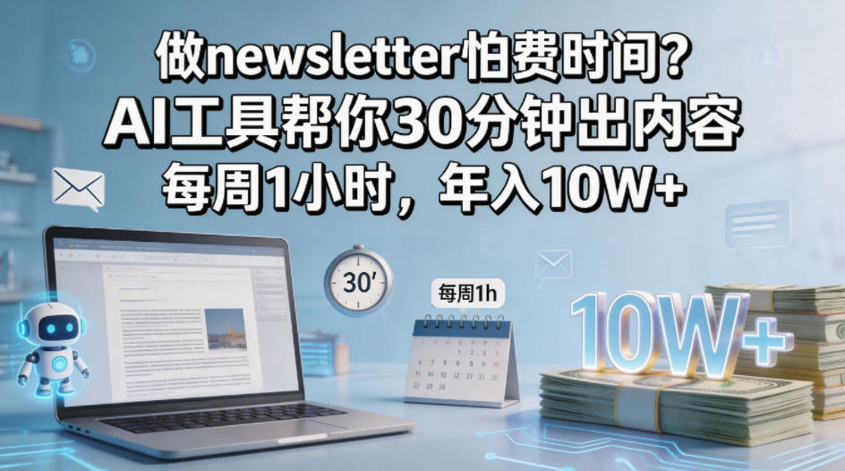 做newsletter怕费时间？AI工具帮你30分钟出内容，每周1小时，年入10W+！【原创双语字幕】-柚子网创