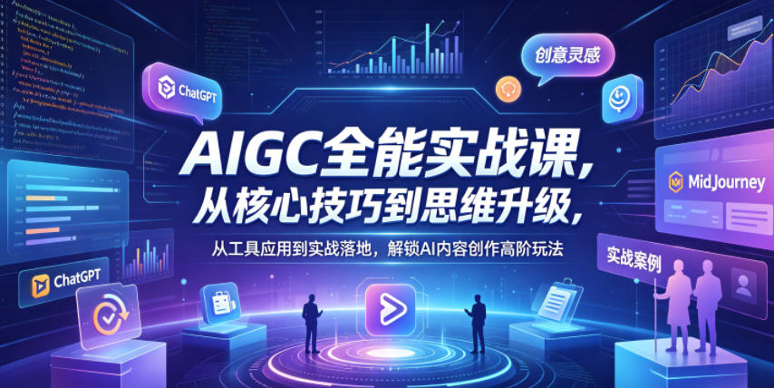 AIGC全能实战课，从核心技巧到思维升级，从工具应用到实战落地，解锁AI内容创作高阶玩法-柚子网创