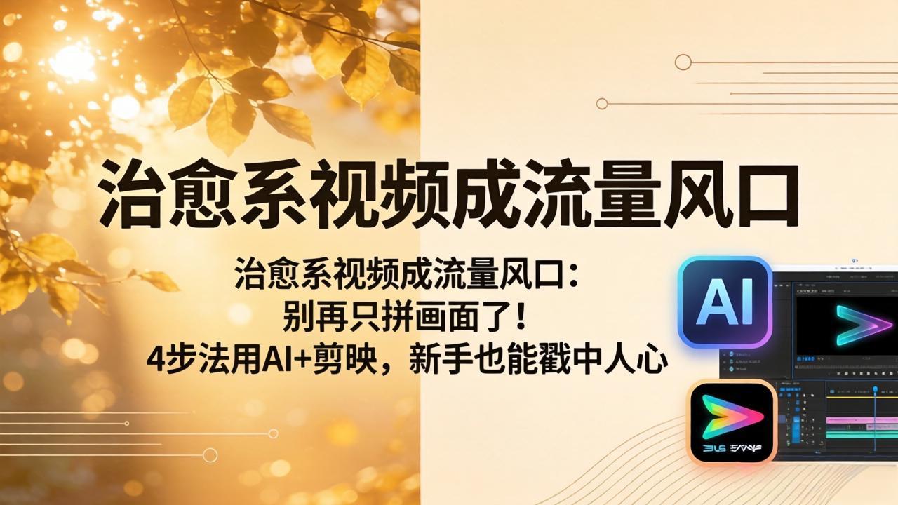 治愈系视频成流量风口：别再只拼画面了！4步法用AI+剪映，新手也能戳中人心-柚子网创
