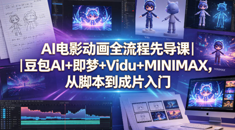 AI电影动画全流程先导课｜豆包AI+即梦+Vidu+MINIMAX，从脚本到成片入门-柚子网创