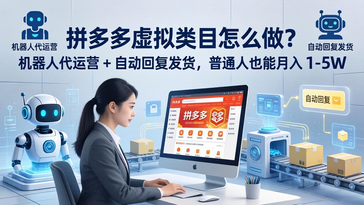 拼多多虚拟类目怎么做？机器人代运营 + 自动回复发货，普通人也能月入 1-5W-柚子网创