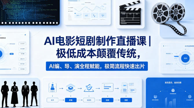 AI电影短剧制作直播课｜极低成本颠覆传统，AI编、导、演全程赋能，极简流程快速出片-柚子网创