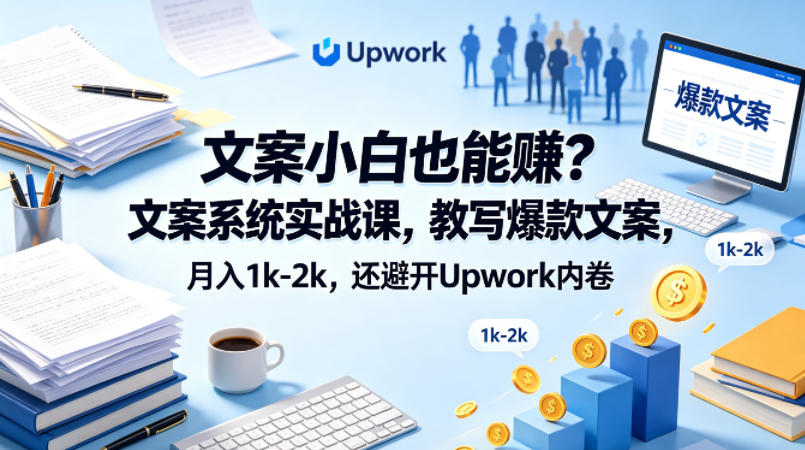 文案小白也能賺？文案系统实战课，教写爆款文案，月入1k-2k，还避开Upwork内卷【原创双语字幕】-柚子网创