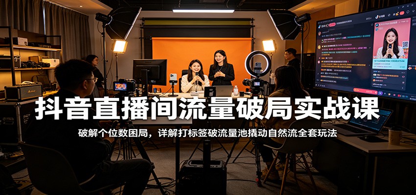 抖音直播间流量破局实战课：破解个位数困局，详解打标签破流量池撬动自然流全套玩法-柚子网创
