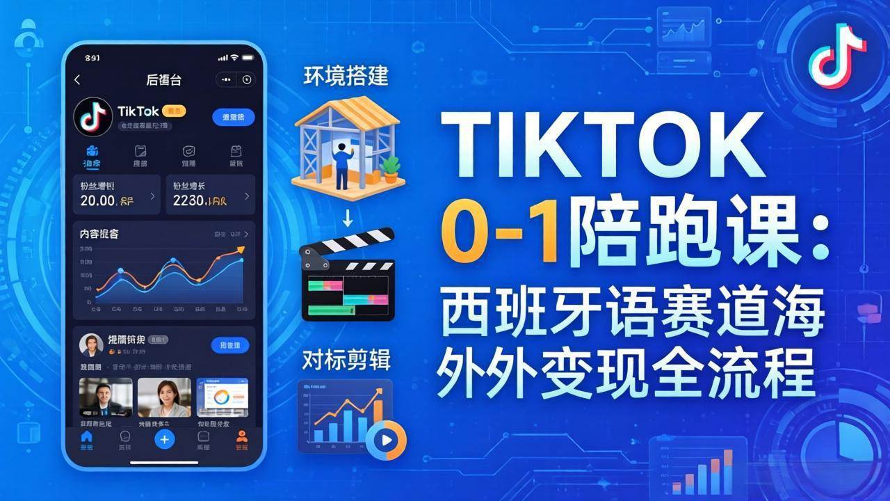 （17908期）TIKTOK 0-1 陪跑课：从环境搭建到刷对标剪辑，西班牙语赛道海外变现全流程-柚子网创
