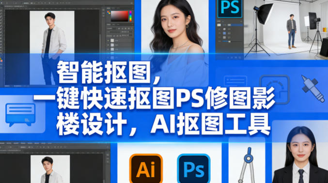 智能抠图，一键快速抠图PS修图影楼设计，AI抠图工具-柚子网创