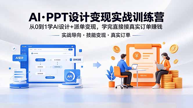 AI·PPT设计变现实战训练营，从0到1学AI设计+派单变现，学完直接接真实订单赚钱-柚子网创