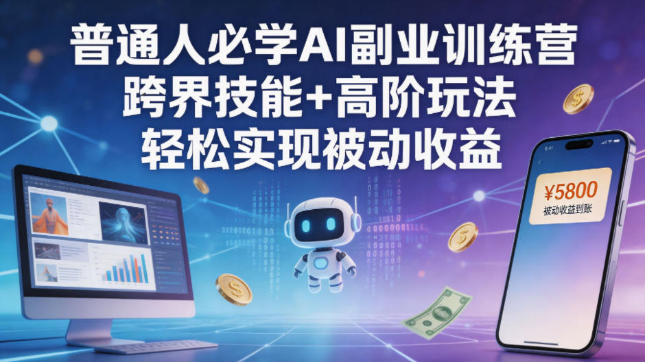 普通人必学AI副业训练营跨界技能+高阶玩法轻松实现被动收益-柚子网创