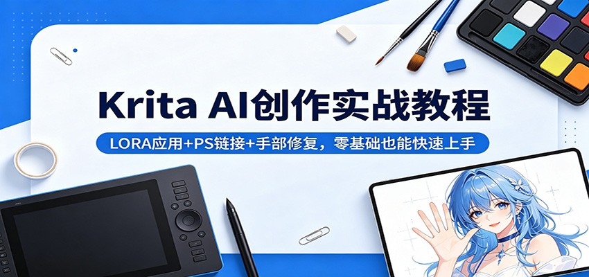 Krita AI创作实战教程：LORA应用+PS链接+手部修复，零基础也能快速上手-柚子网创