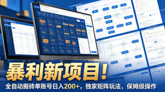 暴利新项目！全自动搬砖单账号日入200+，独家矩阵玩法，保姆级操作【揭秘】-柚子网创