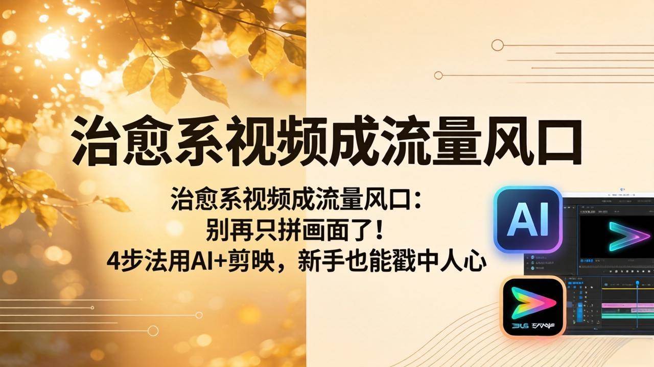 （18219期）治愈系视频成流量风口：别再只拼画面了！4步法用AI+剪映，新手也能戳中人心-柚子网创