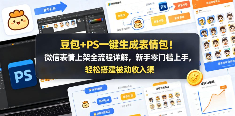 豆包+PS一键生成表情包！微信表情上架全流程详解，新手零门槛上手，轻松搭建被动收入渠道-柚子网创