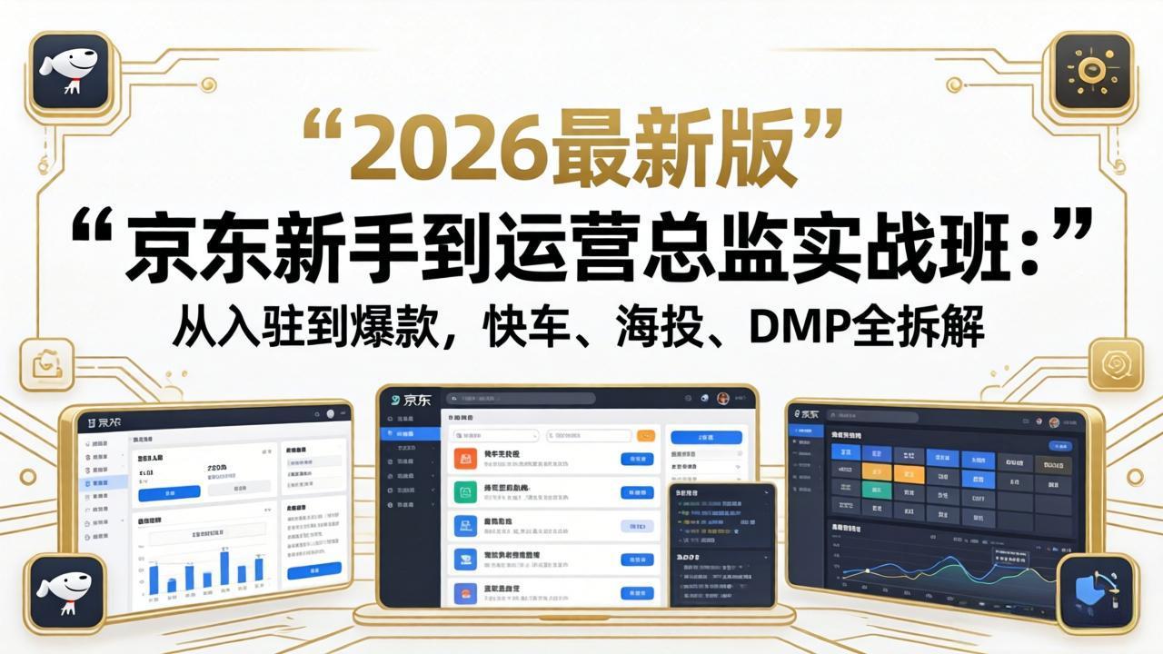 京东新手到运营总监实战班：从入驻到爆款，快车、海投、DMP全拆解，2026最新版-柚子网创