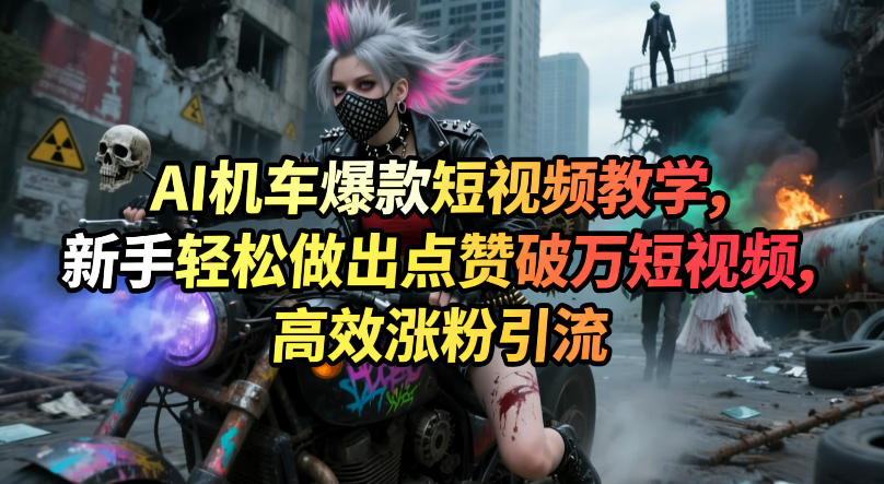 AI机车爆款短视频教学，新手轻松做出点赞破万短视频，高效涨粉引流-柚子网创