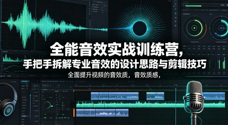 全能音效实战训练营，手把手拆解专业音效的设计思路与剪辑技巧，全面提升视频的音效质感-柚子网创