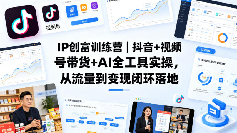 IP创富训练营｜抖音+视频号带货+AI全工具实操，从流量到变现闭环落地-柚子网创