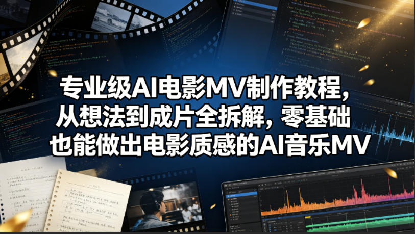 专业级AI电影MV制作教程，从想法到成片全拆解，零基础也能做出电影质感的AI音乐MV-柚子网创