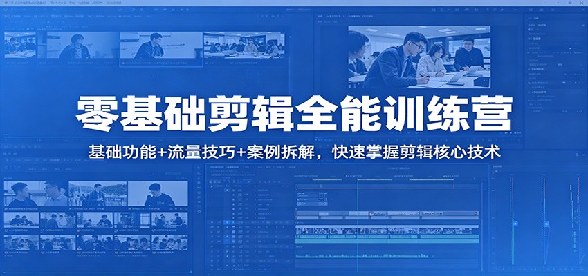 零基础剪辑全能训练营：基础功能+流量技巧+案例拆解，快速掌握剪辑核心技术-柚子网创