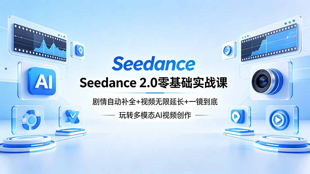 Seedance 2.0零基础实战课：剧情自动补全+视频无限延长+一镜到底：玩转多模态AI视频创作-柚子网创