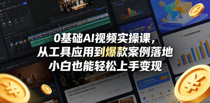 0基础AI视频实操课，从工具应用到爆款案例落地，小白也能轻松上手变现-柚子网创
