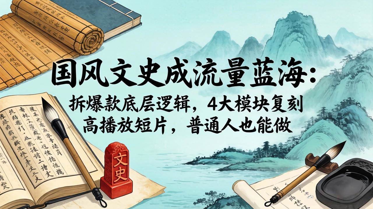 （18227期）国风文史成流量蓝海：拆爆款底层逻辑，4大模块复刻高播放短片，普通人也能做-柚子网创