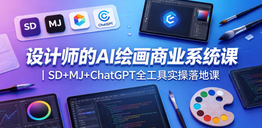 设计师的AI绘画商业系统课｜SD+MJ+ChatGPT全工具实操落地课-柚子网创