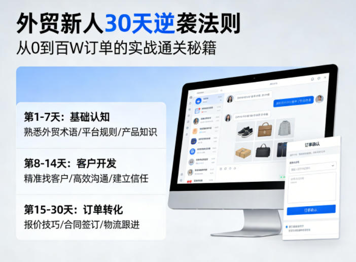 外贸新人30天逆袭法则，教你从0到百W订单的实战通关秘籍-柚子网创