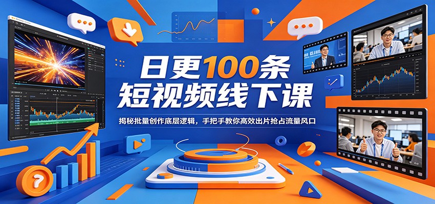 日更100条短视频线下课：揭秘批量创作底层逻辑，手把手教你高效出片抢占流量风口-柚子网创