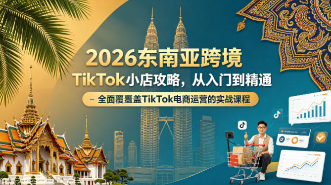 2026东南亚跨境TikTok小店攻略，从入门到精通、全面覆盖TikTok电商运营的实战课程（更新4月）-柚子网创