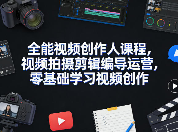 全能视频创作人课程，视频拍摄剪辑编导运营，零基础学习视频创作(更新2026年4月)-柚子网创