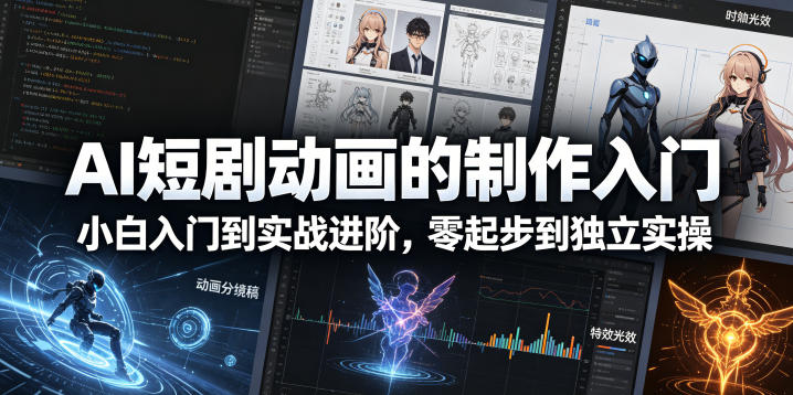 AI短剧动画的制作入门，小白入门到实战进阶，零起步到独立实操-柚子网创
