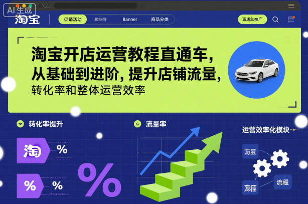 淘宝开店运营教程直通车，从基础到进阶，提升店铺流量，转化率和整体运营效率（更新26年4月20日）-柚子网创