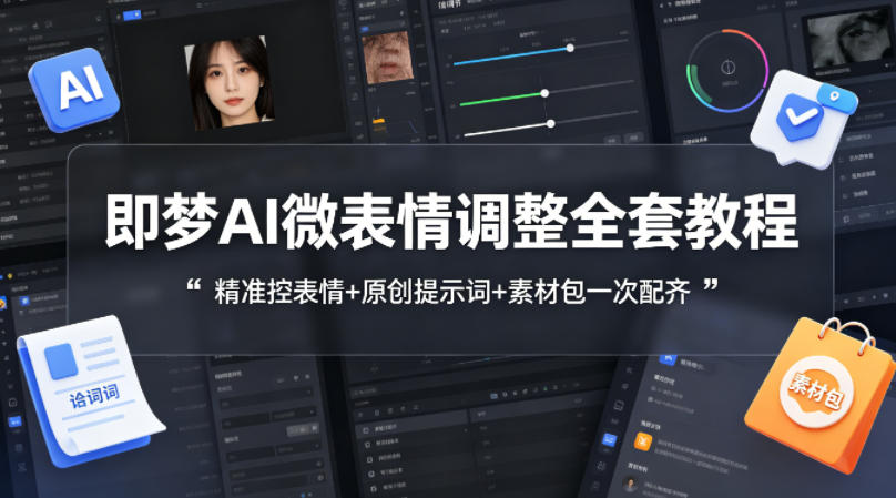 即梦AI微表情调整全套教程，精准控表情+原创提示词+素材包一次配齐-柚子网创
