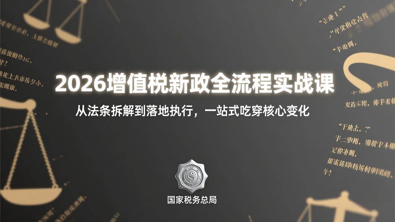 （17529期）2026增值税新政全流程实战课：从法条拆解到落地执行，一站式吃透核心变化-柚子网创