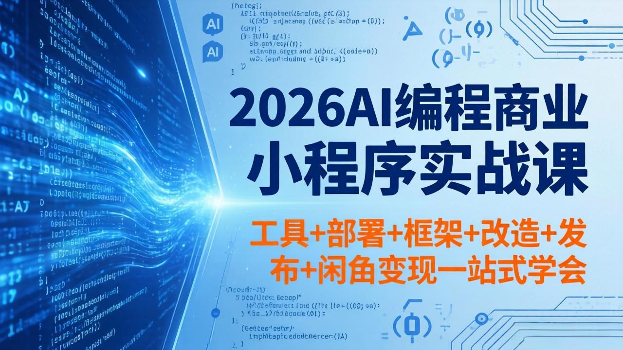 2026AI编程商业小程序实战课，工具+部署+框架+改造+发布+闲鱼变现一站式学会-柚子网创