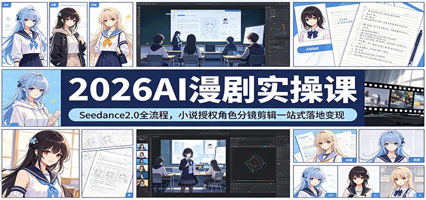 2026AI漫剧实操课：Seedance2.0全流程，小说授权角色分镜剪辑一站式落地变现-柚子网创