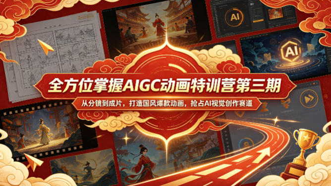 全方位掌握AIGC动画特训营第三期，从分镜到成片，打造国风爆款动画，抢占AI视觉创作赛道红利-柚子网创