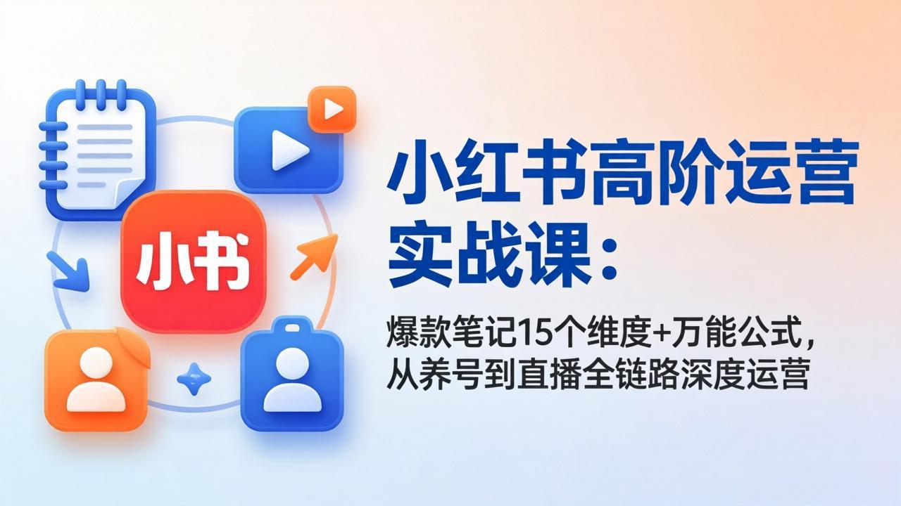 小红书高阶运营实战课：爆款笔记15个维度+万能公式，从养号到直播全链路深度运营-柚子网创