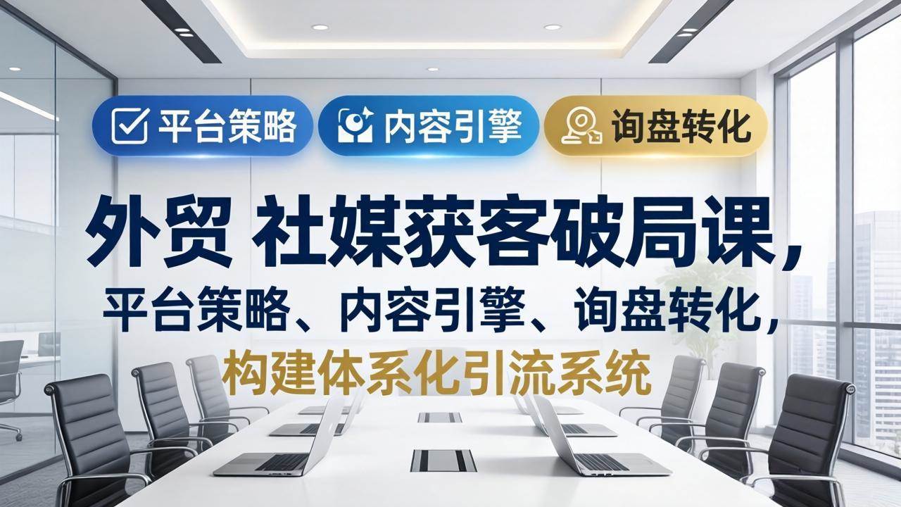 （17901期）外贸 社媒获客破局课，平台策略、内容引擎、询盘转化，构建体系化引流系统（更新26年3月）-柚子网创
