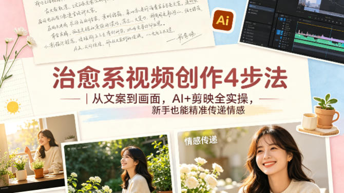 治愈系视频创作4步法｜从文案到画面，AI+剪映全实操，新手也能精准传递情感-柚子网创