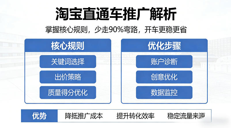 淘宝直通车推广解析，掌握核心规则，少走90%弯路，开车更稳更省-柚子网创